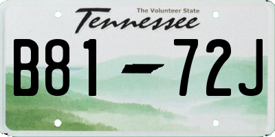 TN license plate B8172J