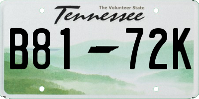 TN license plate B8172K