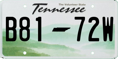 TN license plate B8172W