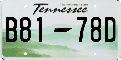 TN license plate B8178D