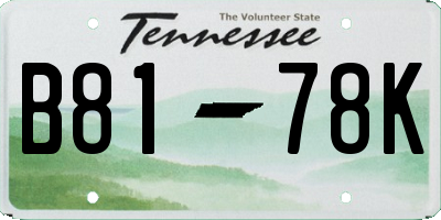 TN license plate B8178K