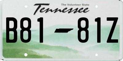TN license plate B8181Z
