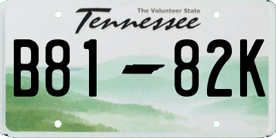 TN license plate B8182K