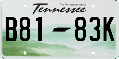 TN license plate B8183K
