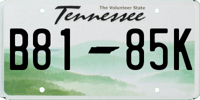 TN license plate B8185K