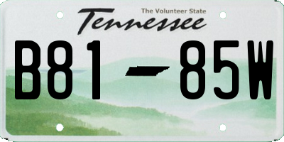 TN license plate B8185W