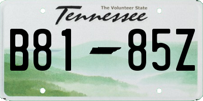 TN license plate B8185Z