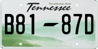 TN license plate B8187D