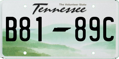 TN license plate B8189C
