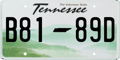 TN license plate B8189D