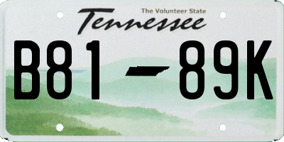 TN license plate B8189K
