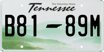TN license plate B8189M