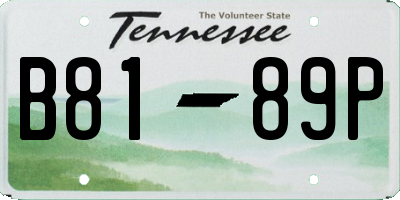 TN license plate B8189P