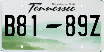TN license plate B8189Z
