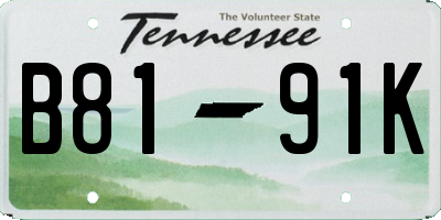 TN license plate B8191K
