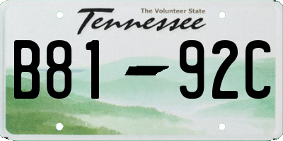TN license plate B8192C