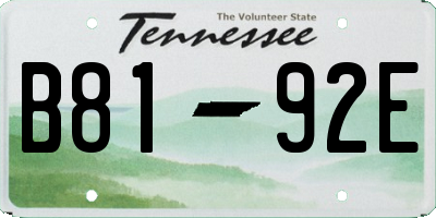 TN license plate B8192E