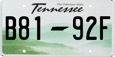 TN license plate B8192F
