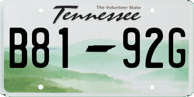 TN license plate B8192G