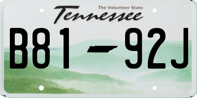 TN license plate B8192J