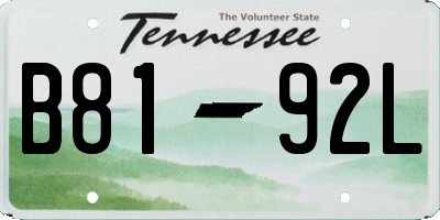 TN license plate B8192L