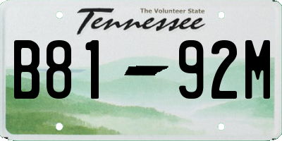 TN license plate B8192M