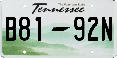 TN license plate B8192N