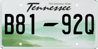 TN license plate B8192Q