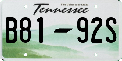 TN license plate B8192S