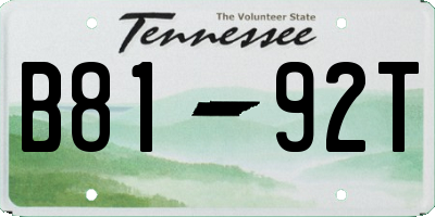 TN license plate B8192T