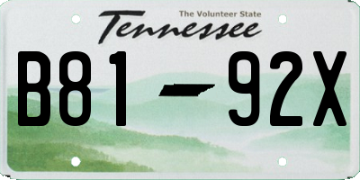 TN license plate B8192X