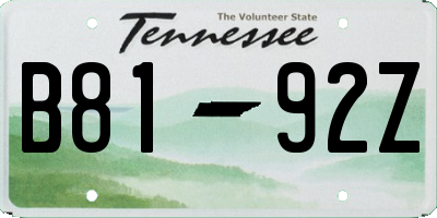 TN license plate B8192Z