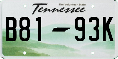 TN license plate B8193K