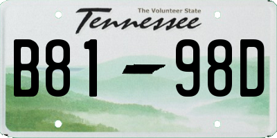 TN license plate B8198D