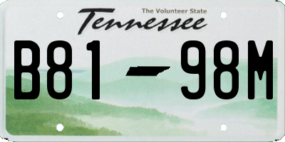 TN license plate B8198M