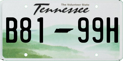 TN license plate B8199H