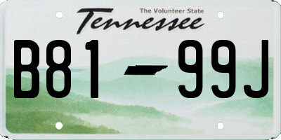 TN license plate B8199J
