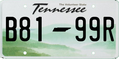 TN license plate B8199R