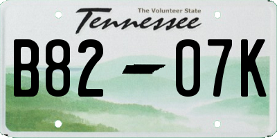 TN license plate B8207K