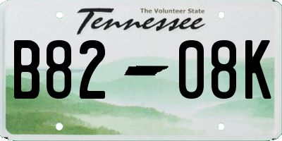 TN license plate B8208K