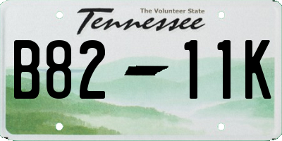 TN license plate B8211K