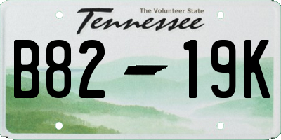 TN license plate B8219K