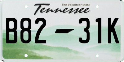 TN license plate B8231K