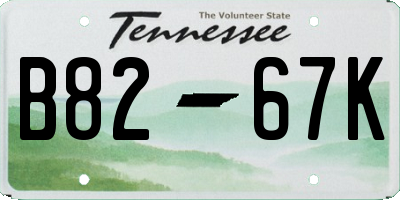 TN license plate B8267K