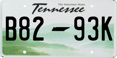 TN license plate B8293K
