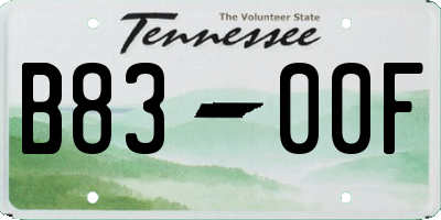 TN license plate B8300F