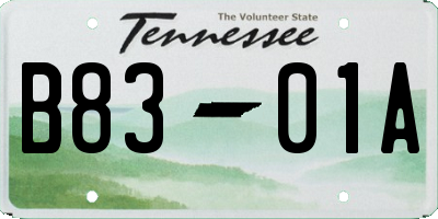 TN license plate B8301A