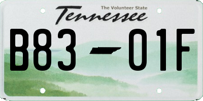 TN license plate B8301F