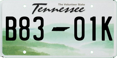 TN license plate B8301K