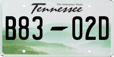 TN license plate B8302D